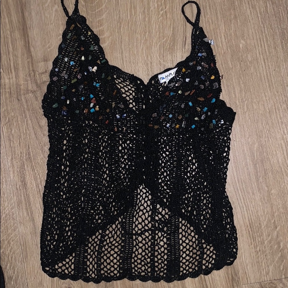 1970s Crochet Beaded Top